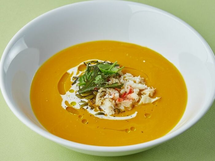 Тыквенный крем-суп с креветкой