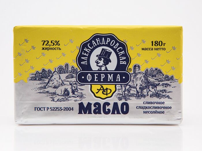 Масло сладко-сливочное Александровская Ферма 72,5% 180г