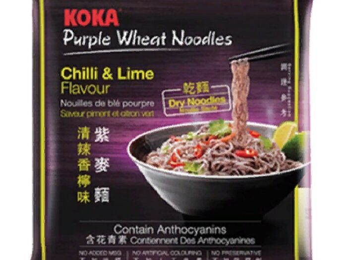Лапша фиолетовая кукурузная Перпл Koka быстрого приготовления со вкусом лайма и чили