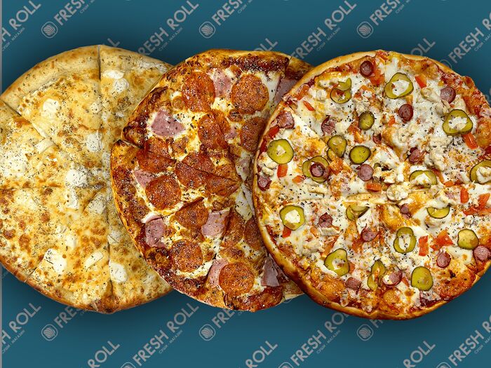 3 пиццы 25 см