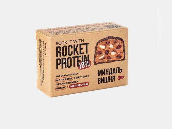 Конфета протеиновая с миндалем и вишней в шоколаде Rocket protein