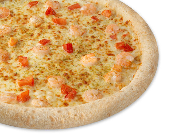 Пицца Сливочная с креветками, сырный борт