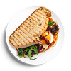Фото к позиции меню Сэндвич с красным песто, баклажанами и карамелизированным луком
