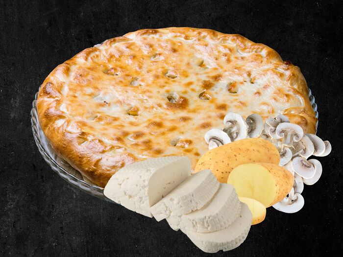 Пирог с картофелем, сыром и грибами