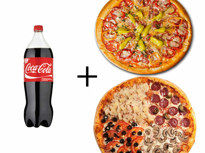 Пицца Сицилия 31 см, Пицца Пепперони, фри и Coca-cola
