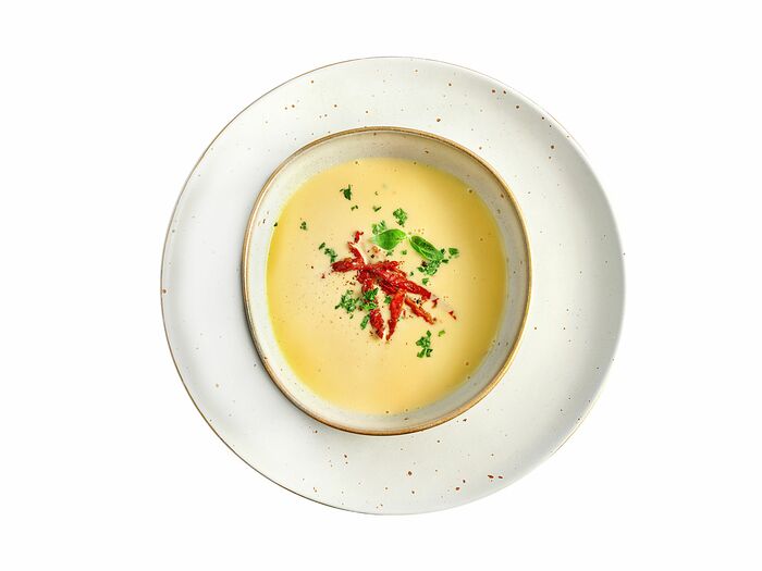Сырный крем-суп с вялеными томатами