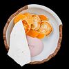 Фото к позиции меню Сырники с мандаринами и кремом из клюквы