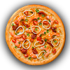 Фото к позиции меню Пицца с морепродуктами и сливочным соусом