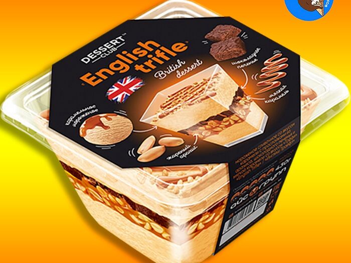Мороженое Desert Club English Trifle со вкусом карамели с прослойками арахиса, шоколадного печенья и мягкой карамели