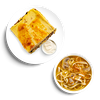 Фото к позиции меню Грибной суп-лапша и картофельная запеканка