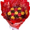 Фото к позиции меню Шоколадные розы букет №3 (желтые, красные)