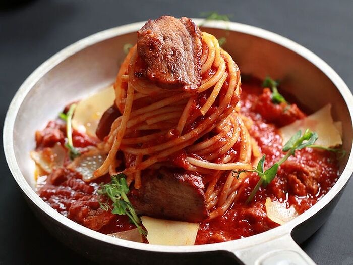 Спагетти с рагу из утки