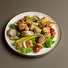 Фото к позиции меню Томаты с хрустящим баклажаном и салатом