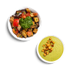 Фото к позиции меню Крем-суп из брокколи и баклажаны с томатами