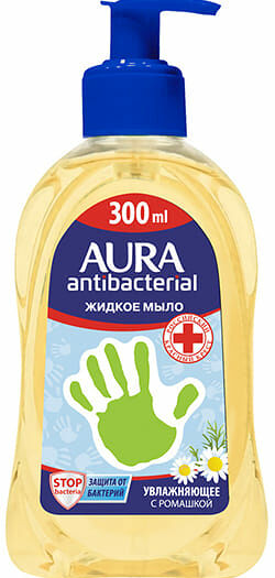 Мыло жидкое антибактериальное с ромашкой для всей семьи Aura 300мл
