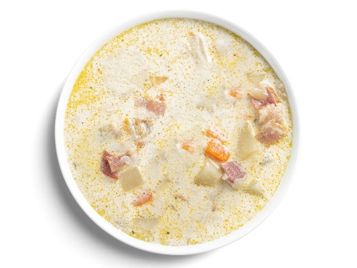 Картофельный суп с сыром и беконом