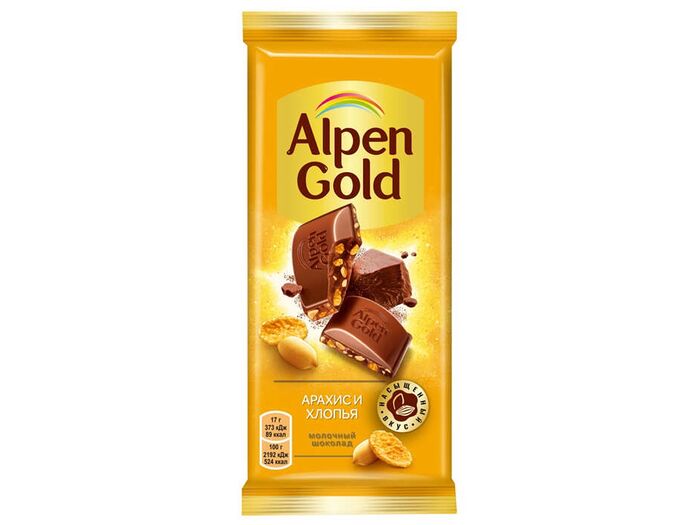 Шоколадная плитка Alpen Gold Арахис и хлопья