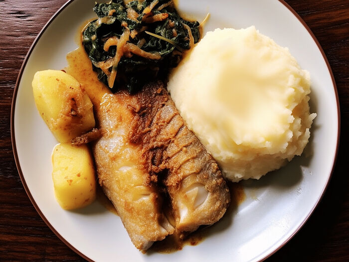 Nshima with boiled fish