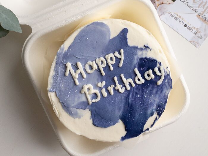 Бенто-торт для мужчины (синий Happy Birthday)