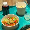 Фото к позиции меню Комбо: салат Греческий, суп Пармантье, морс ягодный