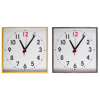 Ladecor chrono часы настенные квадратные, пластик, стекло, 28 см, деревянная отделка, 2 дизайна