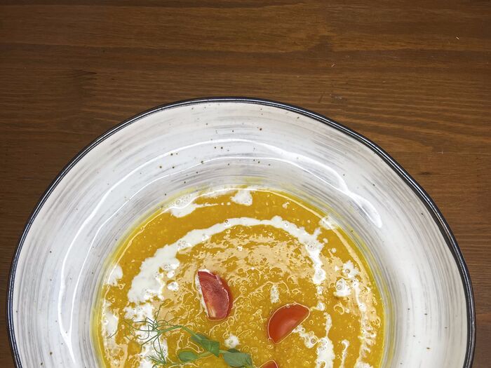Тыквенно-кукурузный крем суп со сливками