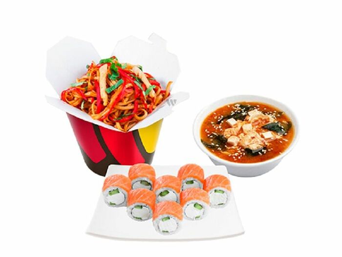 Филадельфия с Кимчи супом и Мини-wok по-китайски