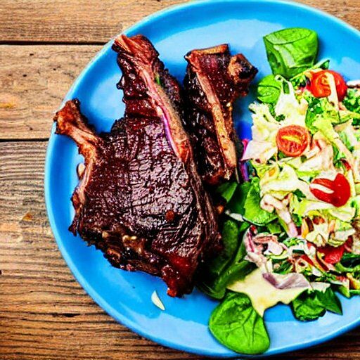 Full goat meat ribs with salads
