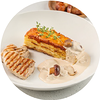 Фото к позиции меню Картофельный гратен с лесными грибами, мускатным орехом и сливочным соусом