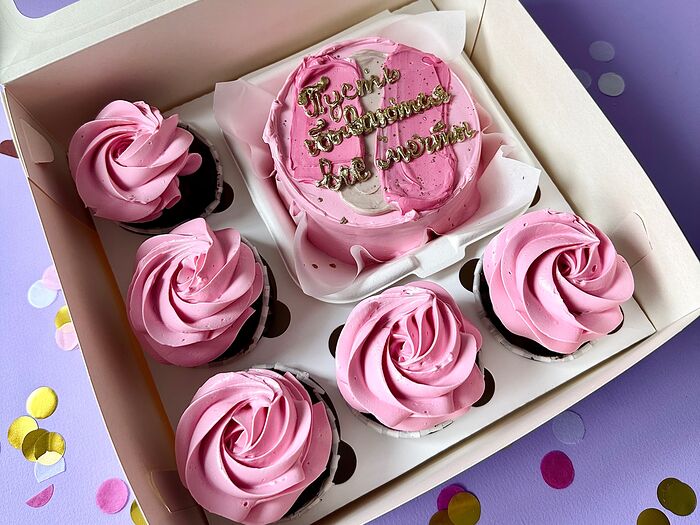 Набор бенто-торт и капкейки розовый №2 Пусть сбываются все мечты