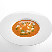 Суп-пюре из копченых томатов с моцареллой