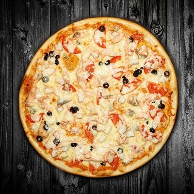 Пицца с лососем и морским окунем (42 см)