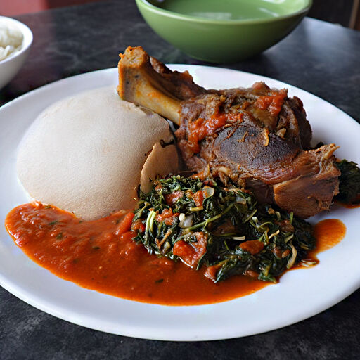Nshima with goat meat