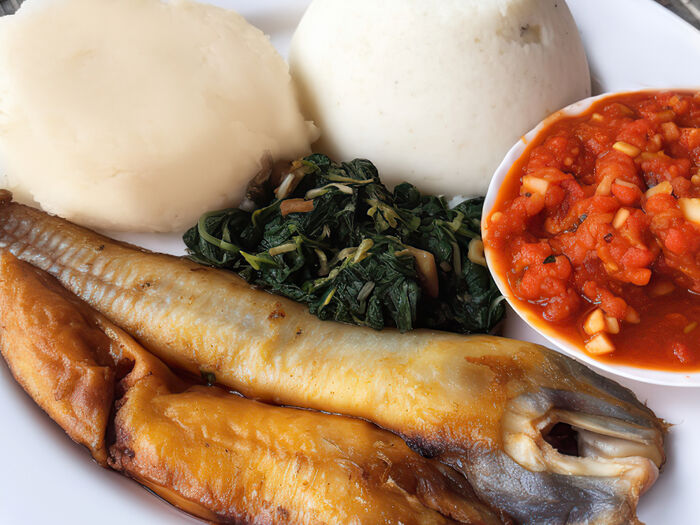 Dry fish with nshima