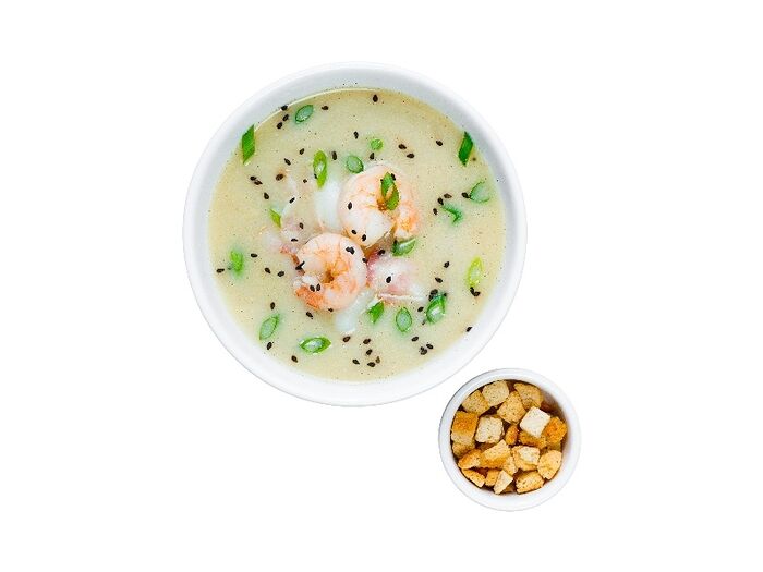 Сливочный суп с морепродуктами