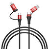 Фото к позиции меню By кабель для зарядки 4 в 1 usb/type-c - type-c (65w)/ip (pd, 18w), 1м, быстрая зарядка, красный