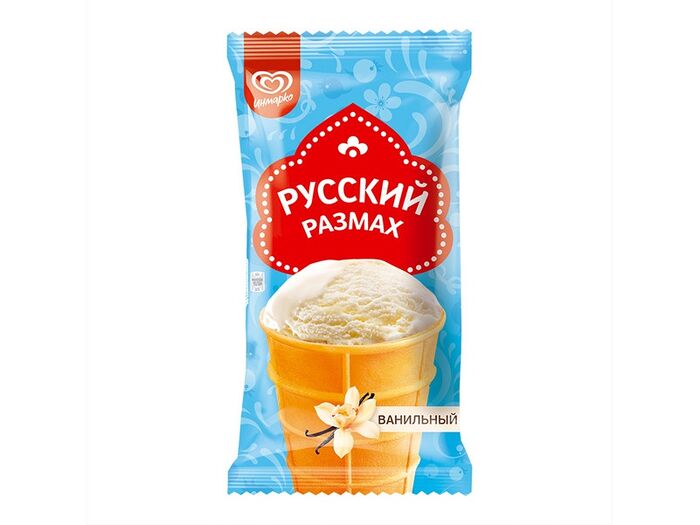 Русский размах мороженое молочное в вафельном стаканчике ванильное
