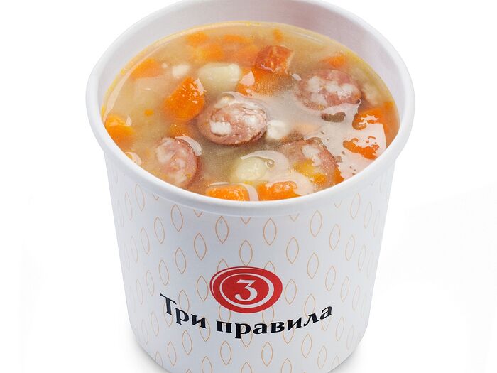 Готовые супы. Доставка супов на заказ. Суп lunch 2 go гороховый с копченостями 390гр Славянская Трапеза. МТСЛ суп заказать в Ульяновске.