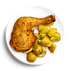 Фото к позиции меню Окорочок куриный запеченный с картофелем