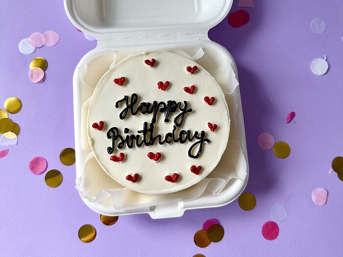 Бенто-торт №4 белый Happy birthday