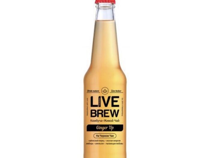 Комбуча Live brew Ginger Up (Чёрный чай, имбирь, апельсин, Киенский перец)