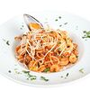 Фото к позиции меню Спагетти с морепродуктами (Томат соус)