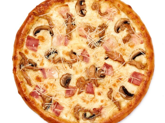 Пицца Карбонара на пышном тесте