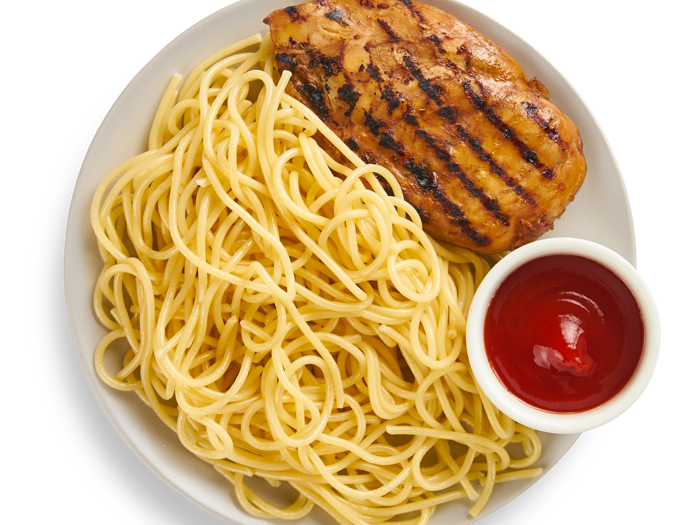 Куриное филе со спагетти