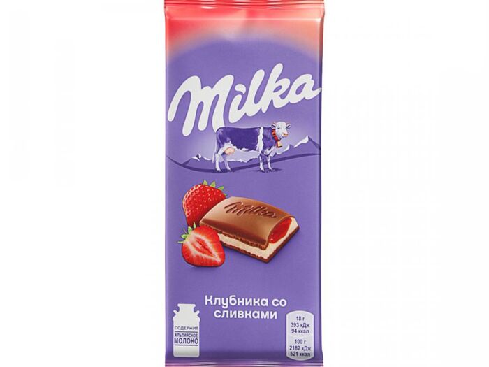 Шоколадная плитка Milka Клубника со сливками