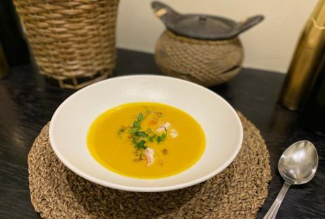 Крем-суп из тыквы с креветками
