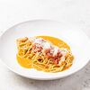 Фото к позиции меню Спагетти с крабом в соусе сливочный биск