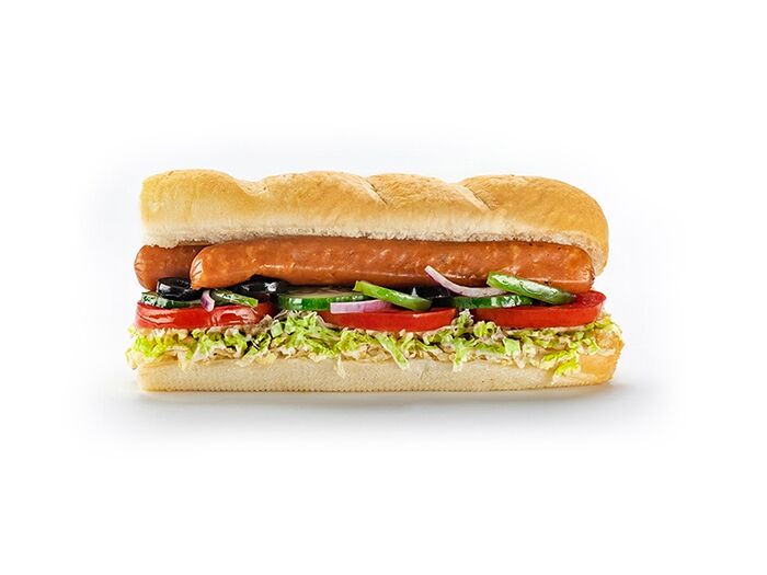 Сэндвич с колбасками половинка