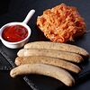 Фото к позиции меню Баварские колбаски с жареной капустой в немецком стиле и соусом на выбор