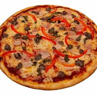Пицца Мексиканская: митболы,бекон, перец болгарский, халапеньо, моцарелла
